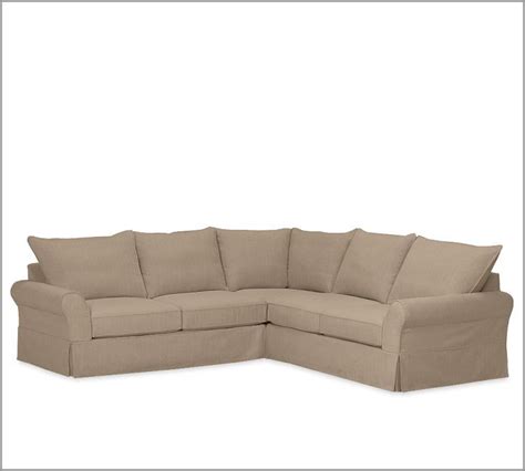 Pb Comfort Roll Arm Slipcovered 3 Piece L Sectional Sectional