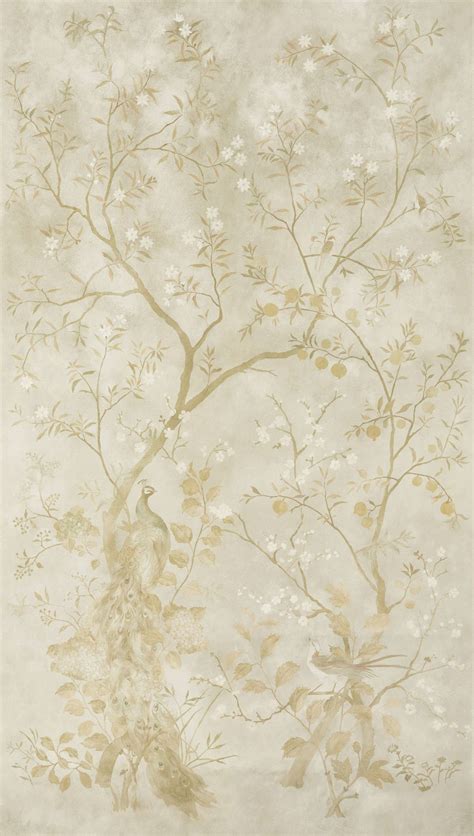 Chinoiserie Style Wallpaper Wallcovering Panel Mural Etsy Gold