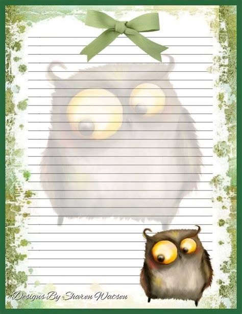 Funky Owl Stationary Stationary Printable Printable Lined Paper Owl