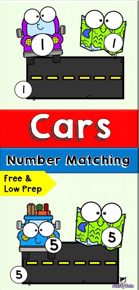 Simple Cars Number Matching Printables Free 1 10 Counting