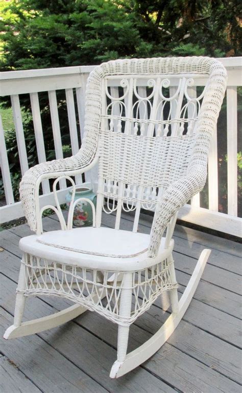 Reserved For Tracy Antique Victorian White Wicker Rocking Etsy