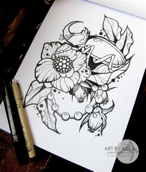 Tattoo Sketch Neotraditional By Asikaart On Deviantart Flower Tattoo