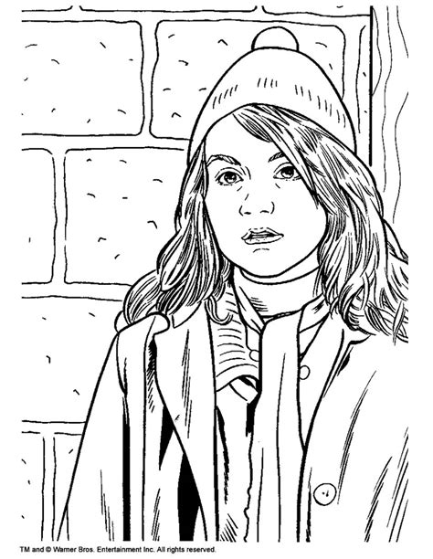 1 coloring page with harry, hedwig, and a lightning bolt. Hermione granger coloring pages - Hellokids.com