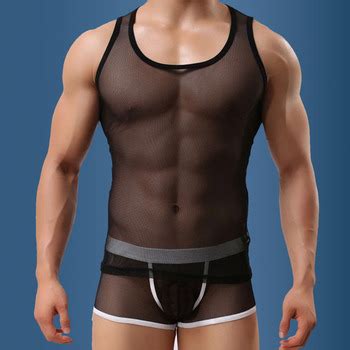 Atsc Transparent Tank Tops Mesh Black Sexy Gym Clothing Bodybuilding