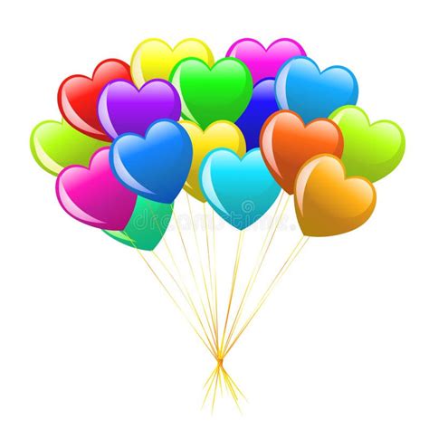 Bunch Of Colorful Cartoon Heart Balloons Stock Photo Image 12589750