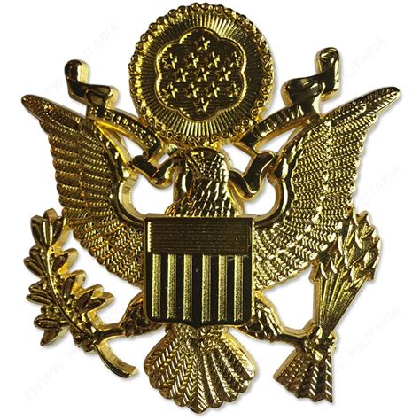 Us Army Land Force Big Brim Cap Badge Golden Wwii Ww2 America Metal