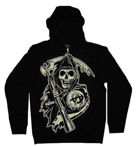 Sons Of Anarchy Muted Grim Reaper Hoodie Sweatshirt Extra Large