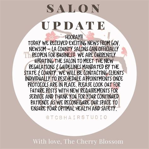 Salon Update Hooray Today We Received Exciting News From Gov Newsom La County Salons Can