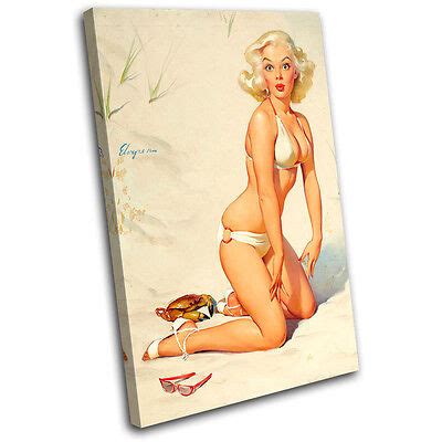 Vintage Girl Retro Pin Ups SINGLE CANVAS WALL ART Picture Print VA EBay