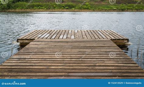 Wooden Pontoon In Water Stock Image Image Of Bridge 152413529