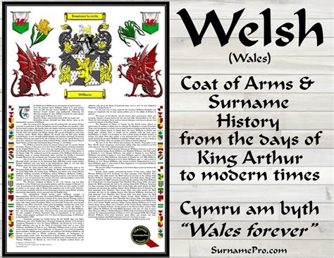 Welsh Surnames From The Land Of King Arthur Merlin And The Etsy