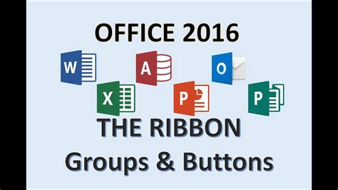 Office 2016 The Ribbon Tabs Groups Buttons And Icons For Microsoft