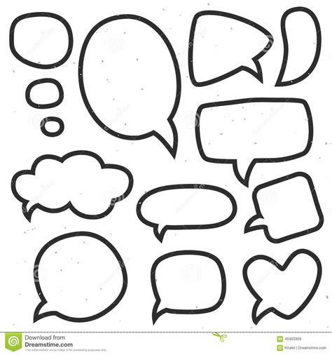 Share the best gifs now >>>. Vintage Ink Speech Bubbles. Different Sizes And Forms. Hand Draw Stock Vector - Illustration of ...