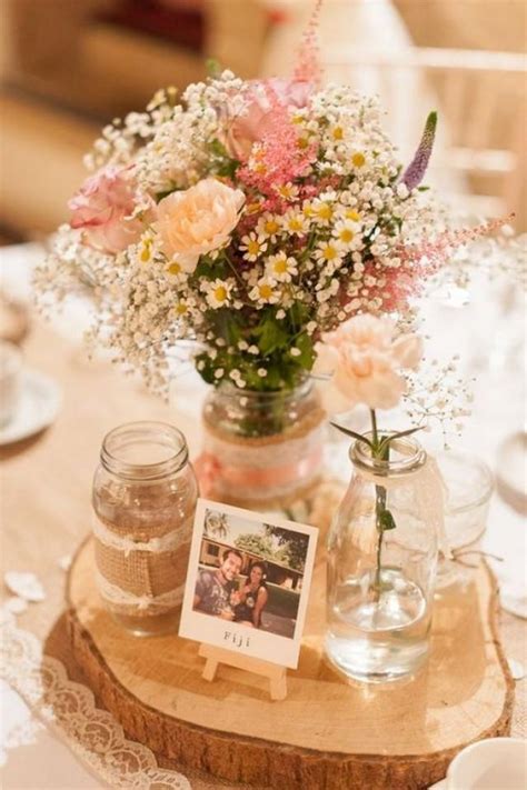 Learn how to make this rustic & warm wedding centerpiece idea using recycled plastic containers, florals and bark. 100 Country Rustic Wedding Centerpiece Ideas #2517546 ...