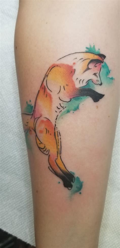 My Watercolor Fox Tattoo Done By Dink Ink Integrity Tattoo Rfoxes