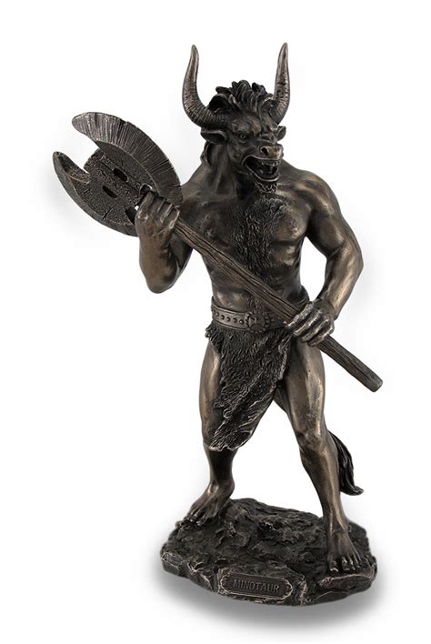Zeckos Bronze Finished Minotaur With Labrys Statue Greek Mythology Ebay