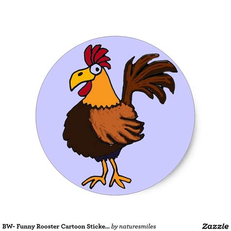 Bw Funny Rooster Cartoon Stickers Zazzle Cartoon Stickers Rooster Cartoon