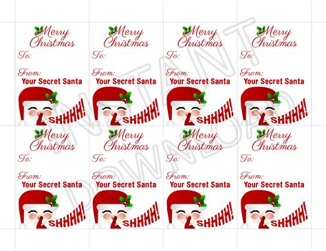 downloadable secret santa t tags printable free printable templates