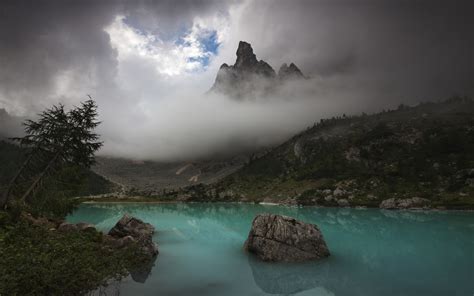 Nature Landscape Clouds Mountain Lake Trees Turquoise Water
