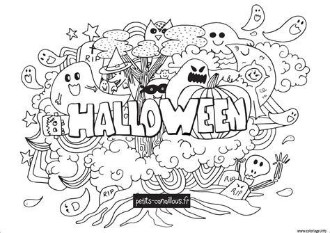 ça Halloween Dessin A Colorier Et Imprimer Gratuit - Coloriage halloween doodle - JeColorie.com
