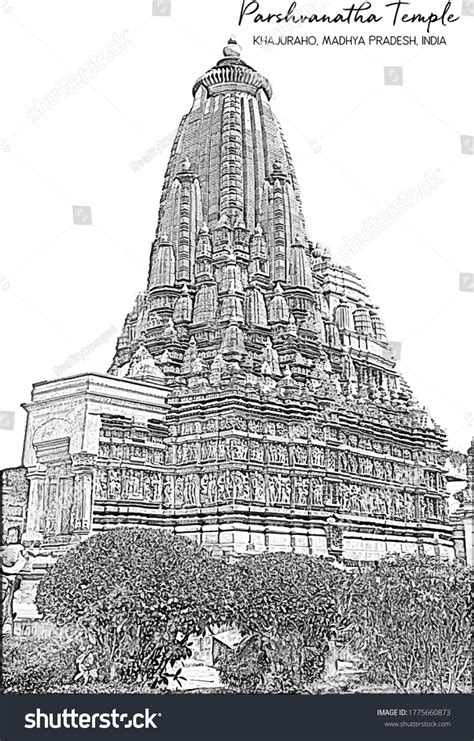 Parsvanath Temple Facade Eastern Khajuraho Madhya Stock Vector Royalty