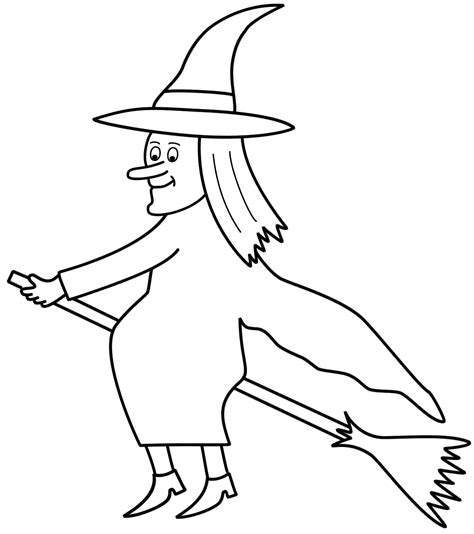 Witch On A Broom Page Halloween Coloring Home
