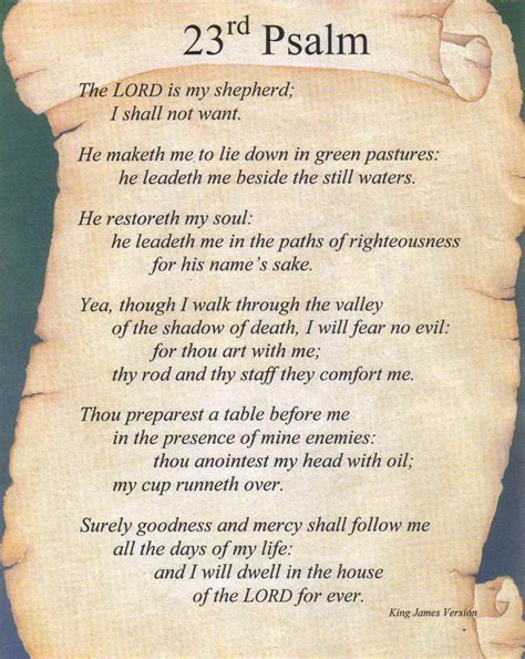 Printable Psalm 23 Psalm 23 Is A Part Of Psalms 23 Kjv Pictures Gallery To See This Psalm