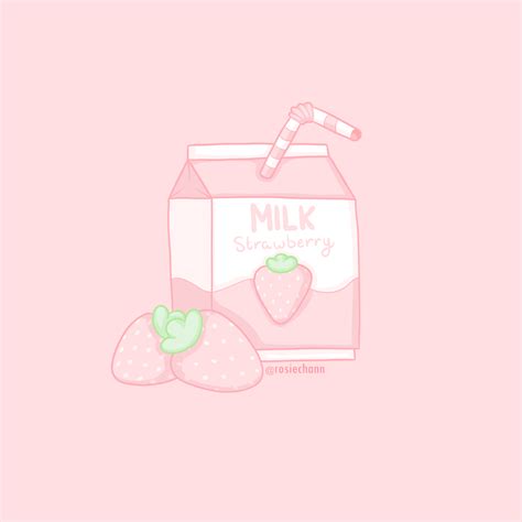 Pink Strawberry Milk Aesthetic Wallpaper