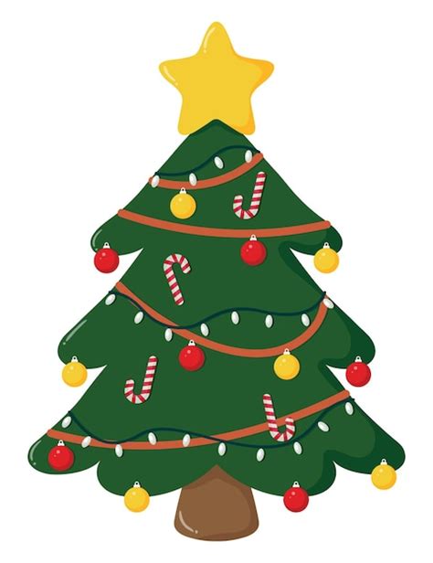 Premium Vector Decorative Christmas Tree Illustration With Ornaments