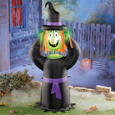 4 Ft Whimsical Witch Halloween Inflatable With Ropes And Stakes To Hold