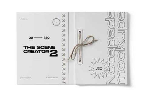 Top View Of A Rope Bounded Open Notepad Mockup Free Resource Boy