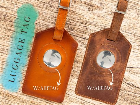Luggage Tagleather Luggage Tag With Airtag Pocket Personalized