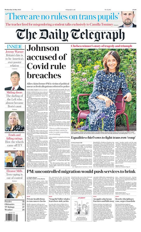 Daily Telegraph Front Page 24th Of May 2023 Tomorrows Papers Today