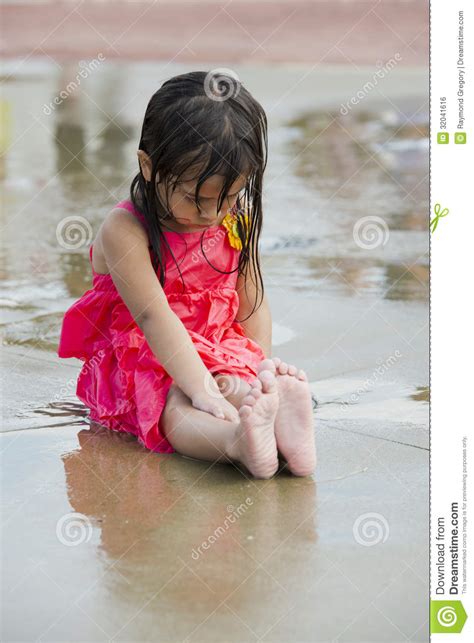Children Playing In A City Water Park Play Ground Stock Photo Image