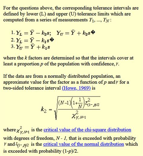 Statistical Tolerance Intervals Definition Use And Calculation