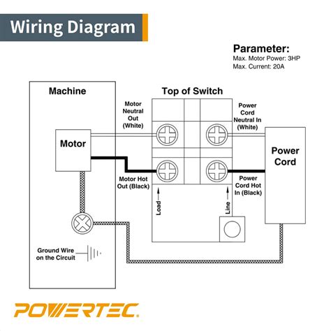 powertec 71008 110 220v single phase on off switch 3hp fits table saws drill press dust