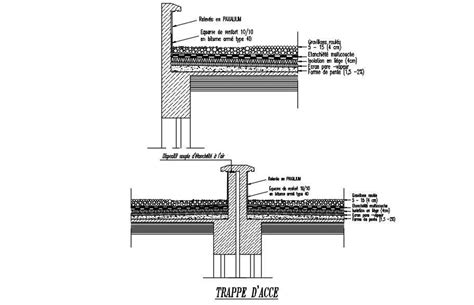 Design Of Waterproofing Details Of The Terrace In Autocad 2d Drawing