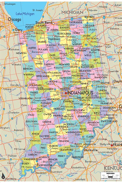 Map Of Indiana Showing County With Cities Road Highways Counties Towns