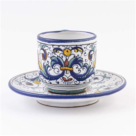 ThatsArte Italian Ceramic Espresso Cup Saucer Ricco Deruta Blu