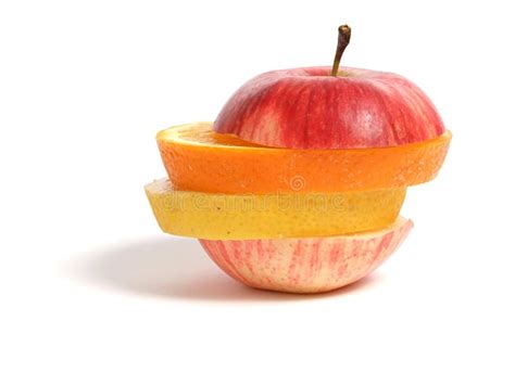 Sliced Apple Orange And Lemon Stock Image Image Of Closeup Cord