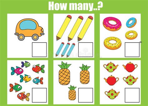 Counting Educational Children Game Kids Activity Worksheet How Many