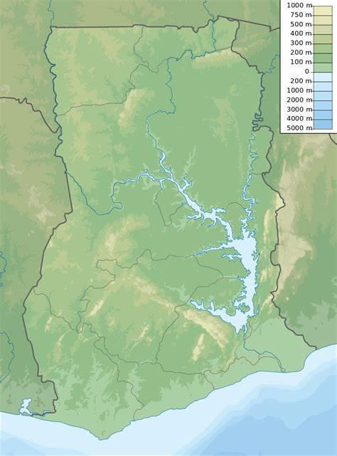 Ghana Topographic Map