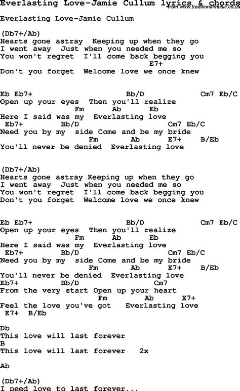 Love Song Lyrics for:Everlasting Love-Jamie Cullum with chords.