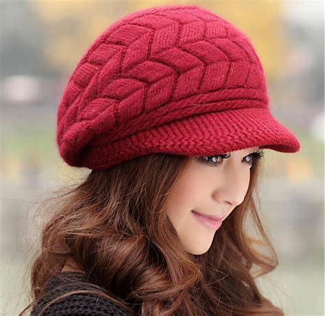 Elegant Women Hat Winter And Fall Beanies Knitted Hats For Woman Rabbit