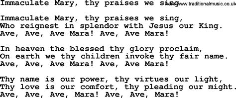 Catholic Hymns Song Immaculate Mary Thy Praises We Sing Lyrics And Pdf