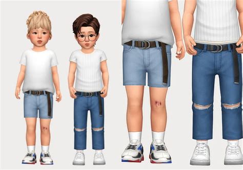 Incheon Belted Jeans And Shorts Casteru Sims 4 Cc Kids Clothing Sims