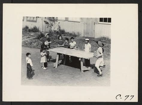Arcadia Calif A Ping Pong Game On A Home Made Table Occupies The