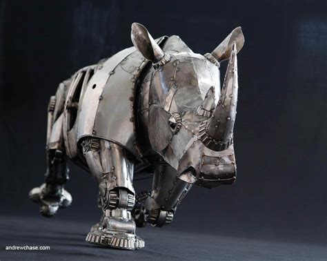 Andrew Chase Mechanical Articulated Rhino Sculpture
