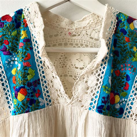 Vintage Hand Embroidered Mexican Blouse Mexican Tunic Top Ethnic