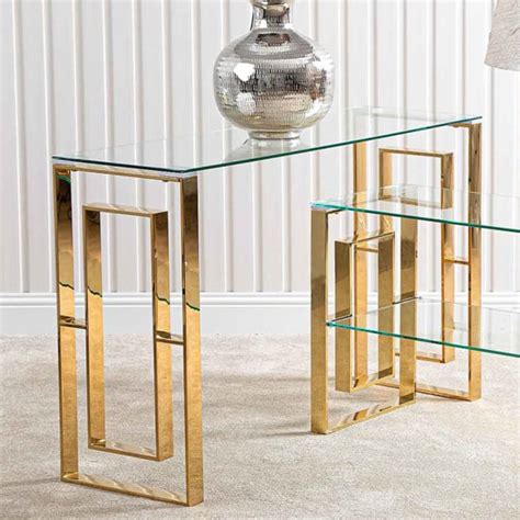 Athens Clear Glass Console Table With Gold Metal Base Furniture In Fashion